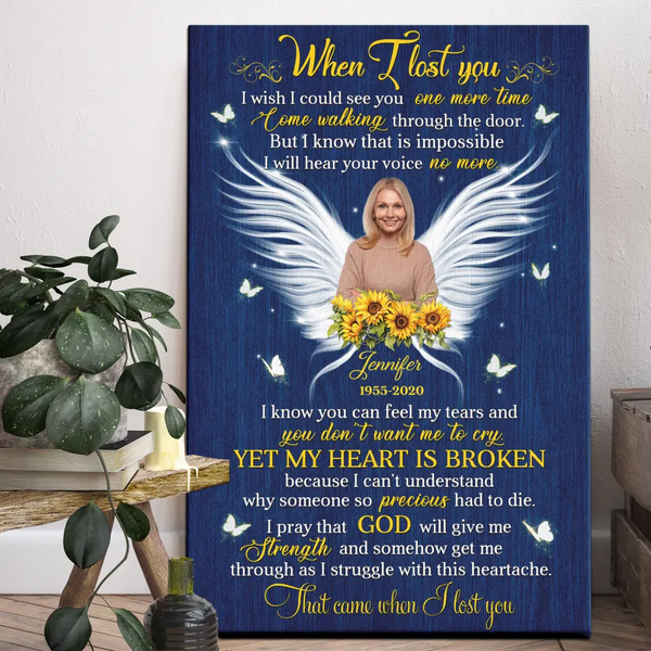 Personalized Canvas Prints, Custom Photo, Memorial Gifts, Sympathy Gifts, Loss Of Dad, Loss Of Mom When I Lost You Dem Canvas