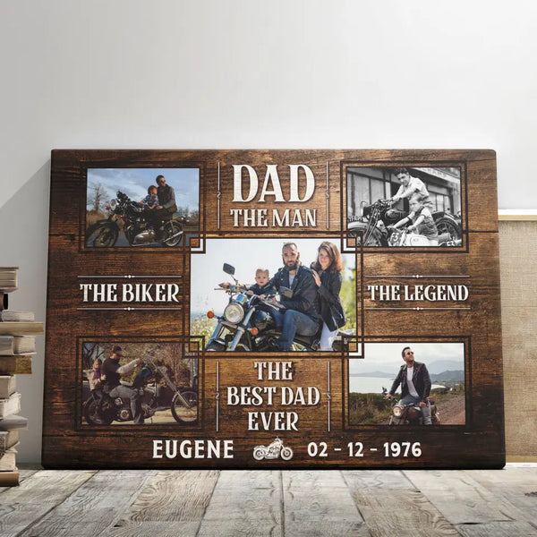 Personalized Canvas Prints, Custom Photo, Gifts for Dad, Father's Day Gifts, Gift For Bikers, Motorcycle Lover The Legend Dem Canvas