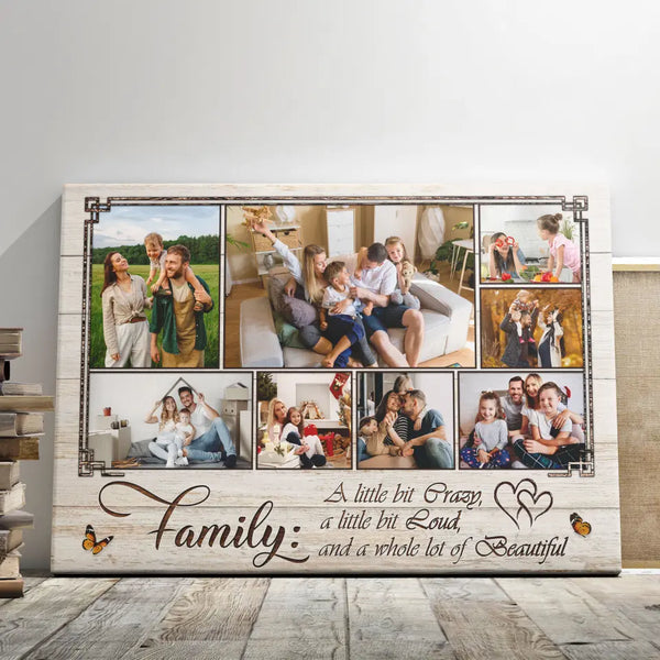 Personalized Canvas Prints, Custom Photo, Gifts for Parents, Gifts For Grandparents, Family Photo Collage, Family A Little Bit Crazy Dem Canvas