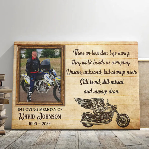 Personalized Canvas Prints, Custom Photo, Memorial Gifts, Sympathy Gifts, Loss Of Bereavement, Bike Riding Those We Love Don't Go Away Dem Canvas