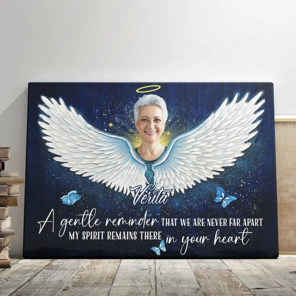 Personalized Canvas Prints, Custom Photo, Memorial Gifts, Sympathy Gifts, Loss Of Dad, Angel Wings A Gentle Reminder Never Far Apart Dem Canvas