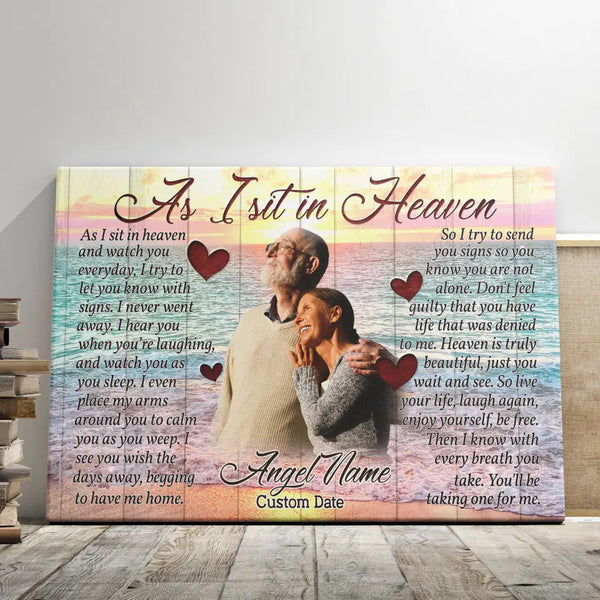 Personalized Canvas Prints, Custom Photo, Memorial Gifts, Sympathy Gifts, Loss Of Parents, Sun Set As I Sit In Heaven Dem Canvas