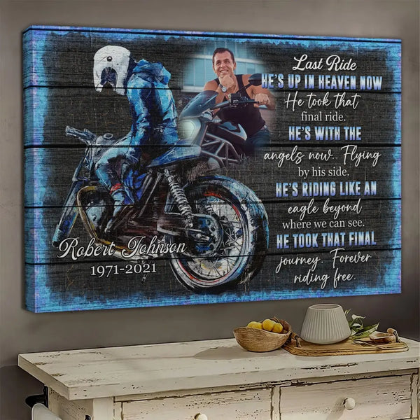 Personalized Canvas Prints, Custom Photo, Memorial Gifts, Sympathy Gifts, Biker Remembrance Motorcycle Rider Custom Memorial Photo Dem Canvas