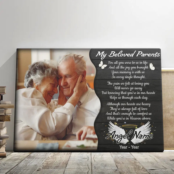 Personalized Canvas Prints, Custom Photo, Memorial Gifts, Sympathy Gifts, My Beloved Parents, Memorial Loss Of Parents Dem Canvas