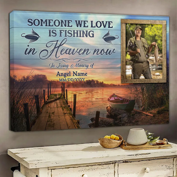 Gone Fishing Memorial, In Loving Memory Keepsake Sign, Photo Remembrance  Gift, Sympathy Gift For Loss Of Father, Fisherman Memorial Gift - Wrapped