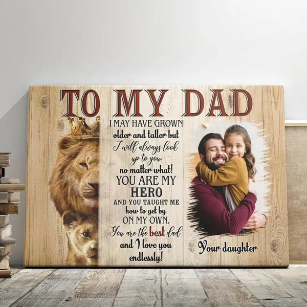 Personalized Photo Canvas Prints, Custom Photos, Family Gifts, Father's Day Gifts, Gifts for Dad From Daughter Or Son, Dad You Are My Hero Dem Canvas