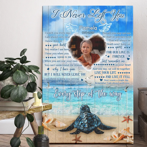 Personalized Photo Canvas Prints, Custom Photo, Memorial Gifts, Sympathy Gifts, Remembrance Gifts, Sea Turtles I Never Left You Dem Canvas