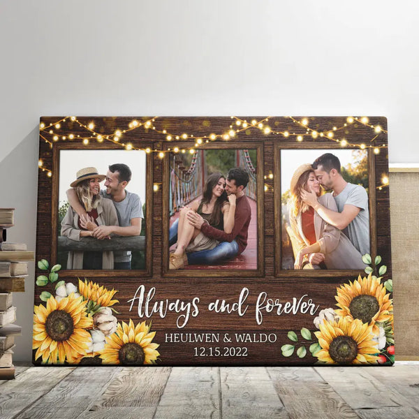 Personalized Photo Canvas Prints, Custom Photo, Couples Gifts For Him For Her, Engagement Couple Gifts, Wedding Gifts, Always And Forever Dem Canvas