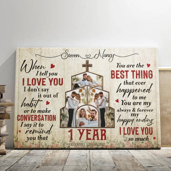 Personalized Photo Canvas Prints, Gifts For Couples, Wedding Anniversary, Gift For Couples, 1st Anniversary When I Tell You I Love You Dem Canvas