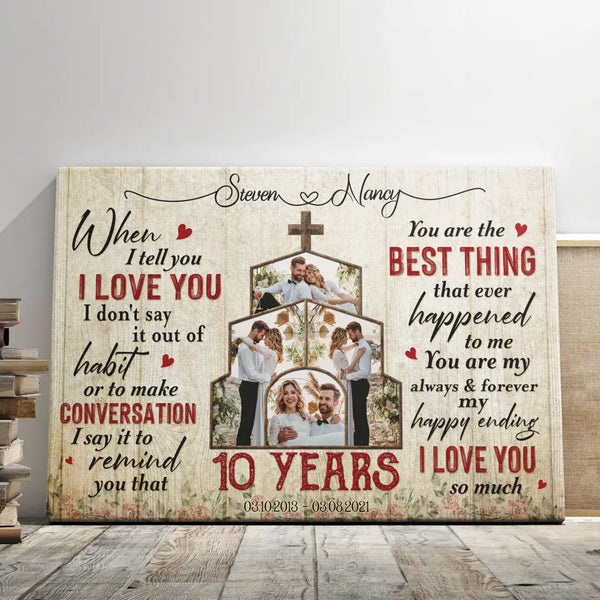 Personalized Photo Canvas Prints, Gifts For Couples, Wedding Anniversary, Gift For Couples, 10th Anniversary When I Tell You I Love You Dem Canvas