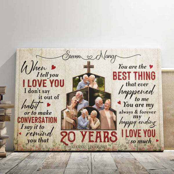 Personalized Photo Canvas Prints, Gifts For Couples, Wedding Anniversary, Gift For Couples, 20th Anniversary When I Tell You I Love You Dem Canvas