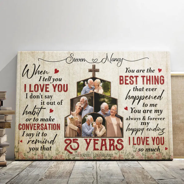 Personalized Photo Canvas Prints, Gifts For Couples, Wedding Anniversary, Gift For Couples, 25th Anniversary When I Tell You I Love You Dem Canvas