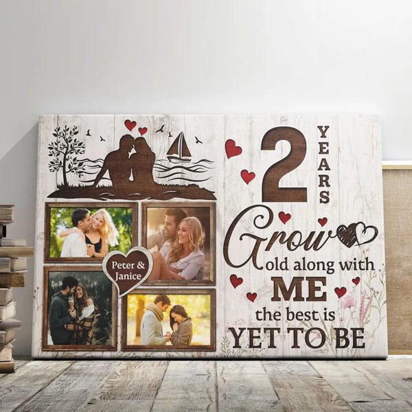 Personalized Photo Canvas Prints, Gifts For Couples, Wedding Anniversary, Gift For Couples, 2nd Anniversary, Grow Old Along With Me Dem Canvas