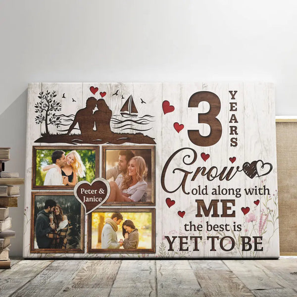Personalized Photo Canvas Prints, Gifts For Couples, Wedding Anniversary, Gift For Couples, 3rd Anniversary, Grow Old Along With Me Dem Canvas