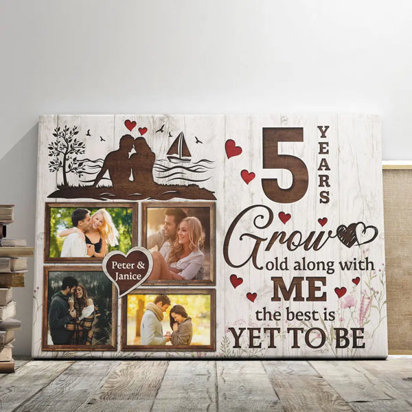 Personalized Photo Canvas Prints, Gifts For Couples, Wedding Anniversary, Gift For Couples, 5th Anniversary, Grow Old Along With Me Dem Canvas