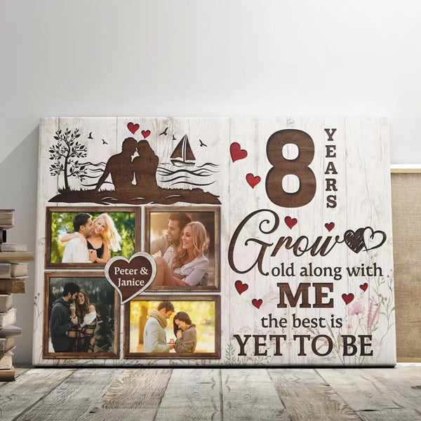 Personalized Photo Canvas Prints, Gifts For Couples, Wedding Anniversary, Gift For Couples, 8th Anniversary, Grow Old Along With Me Dem Canvas