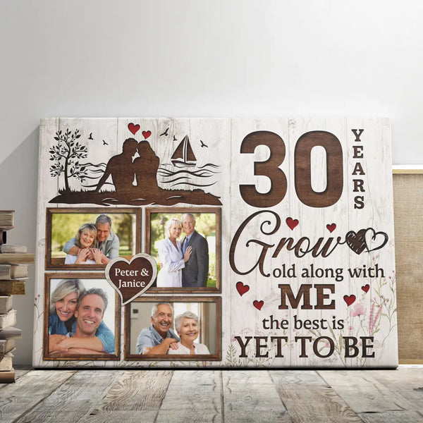 Personalized Photo Canvas Prints, Gifts For Couples, Wedding Anniversary, Gift For Couples, 30th Anniversary, Grow Old Along With Me Dem Canvas