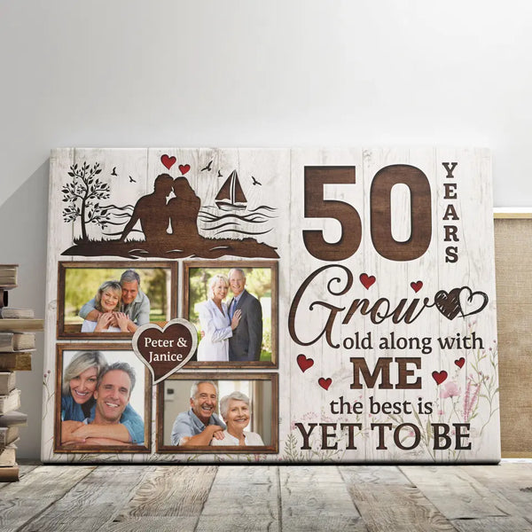 Personalized Photo Canvas Prints, Gifts For Couples, Wedding Anniversary, Gift For Couples, 50th Anniversary, Grow Old Along With Me Dem Canvas