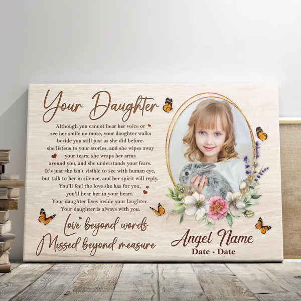 Personalized Canvas Prints, Custom Photo Sympathy Gifts, Memorial Gifts, Remembrance Gifts, Loss Of Daughter, Condolence Gifts, Dem Canvas