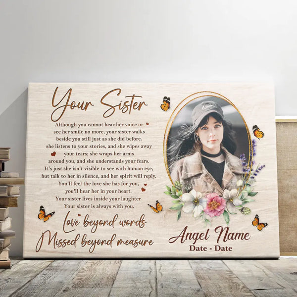 Personalized Canvas Prints, Custom Photo Sympathy Gifts, Memorial Gifts, Remembrance Gifts, Loss Of Sister , Condolence Gifts, Dem Canvas