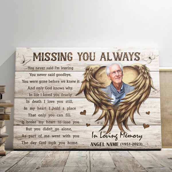 Personalized Photo Canvas Prints, Custom Photo, Memorial Gifts, Sympathy Gifts, Remembrance Gifts, Missing You Always Dem Canvas