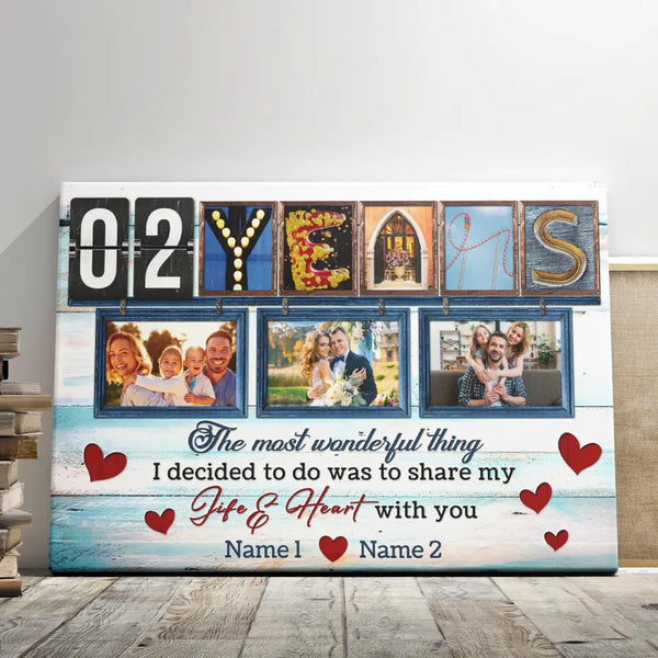 2nd Year Wedding Anniversary Gift - Personalized Canvas Prints - 2nd Anniversary, The Most Wonderful Romantic Thing