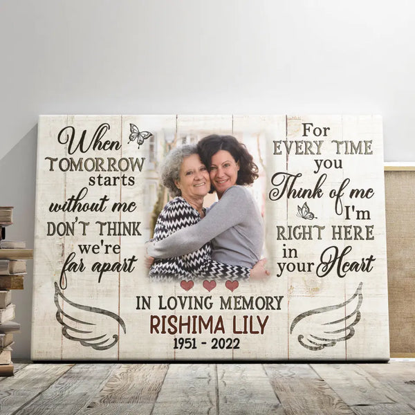 Personalized Photo Canvas Prints, Custom Photo, Memorial Gifts, Sympathy Gifts, Remembrance Gifts, When Tomorrow Starts Dem Canvas