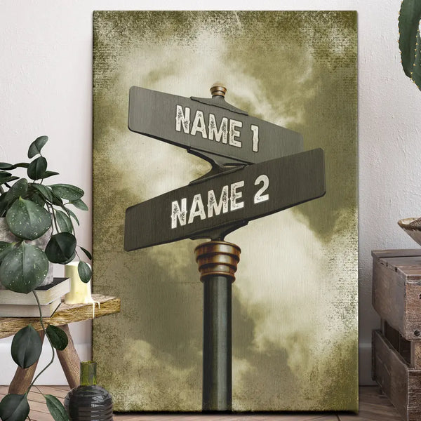 Personalized Canvas Prints Vintage Street Sign For Couples Street Sign Gifts For The Wedding Anniversary Dem canvas