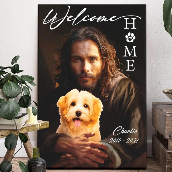 Personalized Photo Canvas Prints, Custom Photo, Memorial Gifts, Sympathy Gifts, Dog Memorial, Loss Of Pet Dog Lover, Jesus Welcome Home Dem Canvas