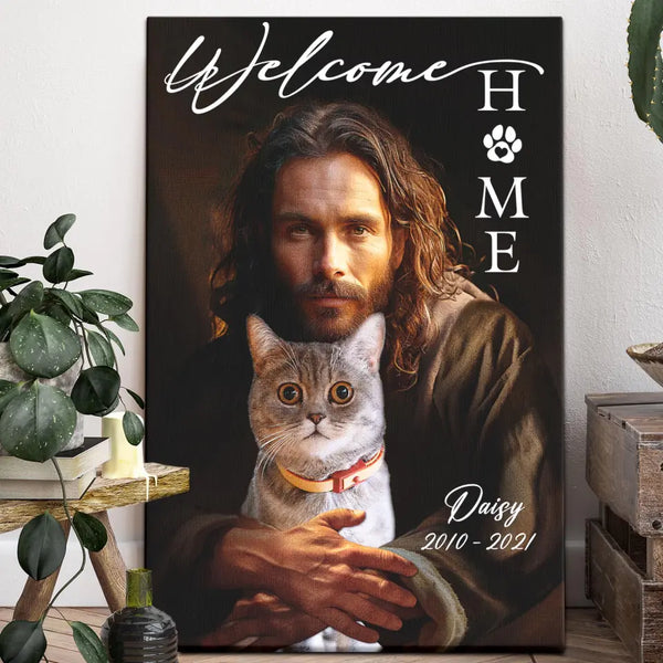 Personalized Photo Canvas Prints, Custom Photo, Memorial Gifts, Sympathy Gifts, Cat Memorial, Loss Of Pet Cat Lover, Jesus Welcome Home Dem Canvas