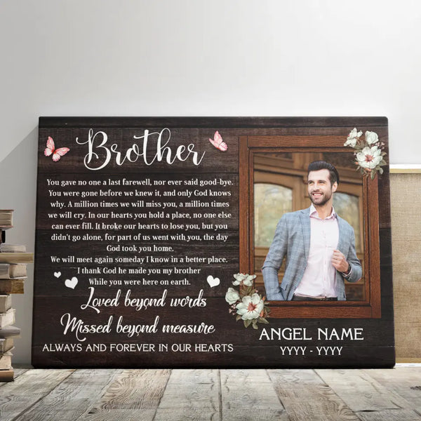 Personalized Canvas Prints, Custom Photo Sympathy Gifts, Bereavement Gifts, Remembrance Gifts, Loss Of Brother, God Took You Home Dem Canvas