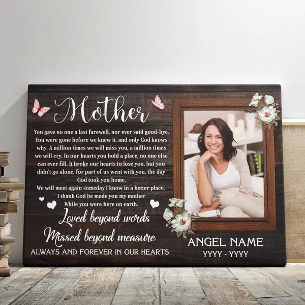 Personalized Canvas Prints, Custom Photo Sympathy Gifts, Bereavement Gifts, Remembrance Gifts, Loss Of Mother, God Took You Home Dem Canvas