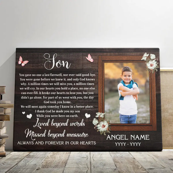 Personalized Canvas Prints, Custom Photo Sympathy Gifts, Bereavement Gifts, Remembrance Gifts, Loss Of Son, God Took You Home Dem Canvas