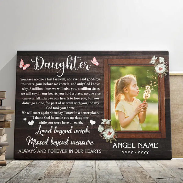 Personalized Canvas Prints, Custom Photo Sympathy Gifts, Bereavement Gifts, Remembrance Gifts, Loss Of Daughter, God Took You Home Dem Canvas
