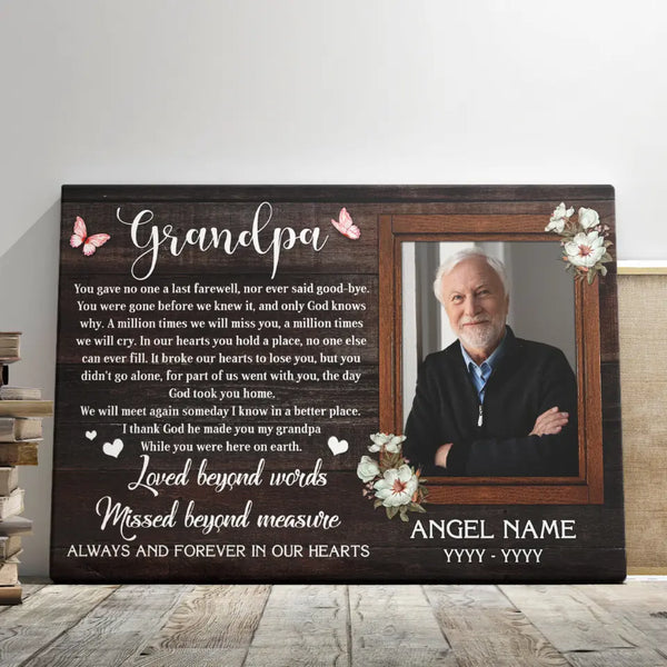 Personalized Canvas Prints, Custom Photo Sympathy Gifts, Bereavement Gifts, Remembrance Gifts, Loss Of Grandpa, God Took You Home Dem Canvas