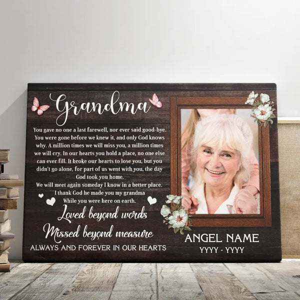 Personalized Canvas Prints, Custom Photo Sympathy Gifts, Bereavement Gifts, Remembrance Gifts, Loss Of Grandma, God Took You Home Dem Canvas