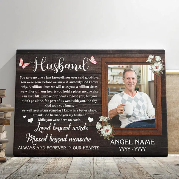 Personalized Canvas Prints, Custom Photo Sympathy Gifts, Bereavement Gifts, Remembrance Gifts, Loss Of Husband, God Took You Home Dem Canvas
