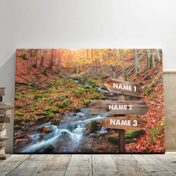 Family Canvas Wall Art - Personalized Canvas Prints - 
Custom Street Signs Family Names, The Autumn Forest Family