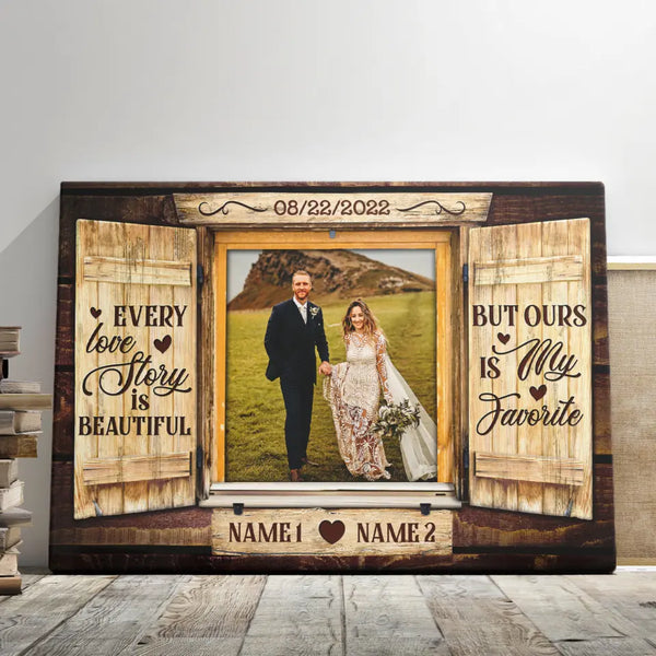 Customized Couple Gifts - Personalized Canvas Prints - Custom Photo Canvas, Personalized Wedding Anniversary Gifts, Window Every Love Story