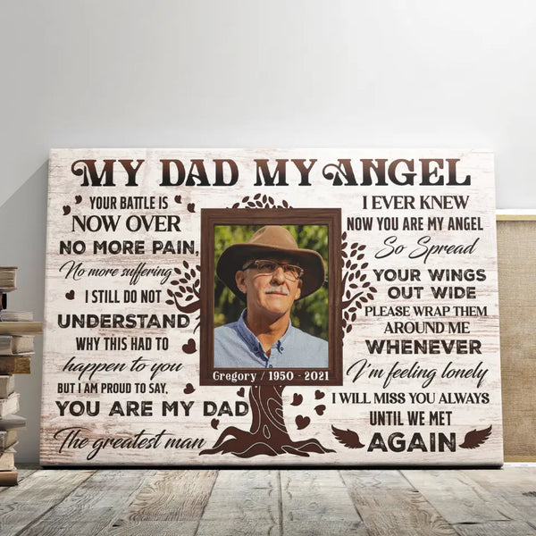 Personalized Photo Canvas Prints, Custom Photo, Memorial Gifts, Remembrance Gifts, Loss Of Dad, My Dad My Angel, Until We Meet Again Dem Canvas