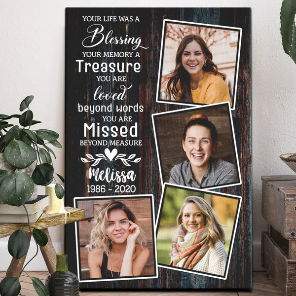 Memorial Canvas - Personalized Canvas Prints - Photo Collage Canvas, Your Life Was A Blessing