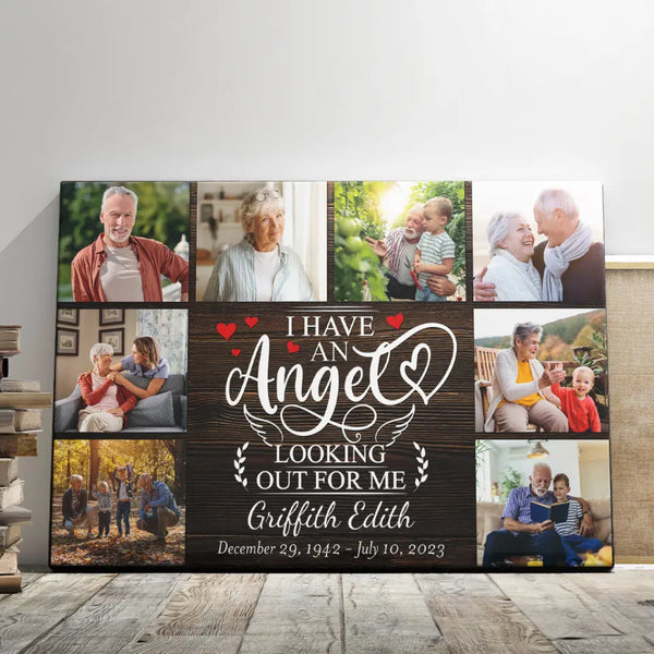 Memorial Canvas - Personalized Canvas Prints - Photo Collage, I Have An Angel Looking Out For Me