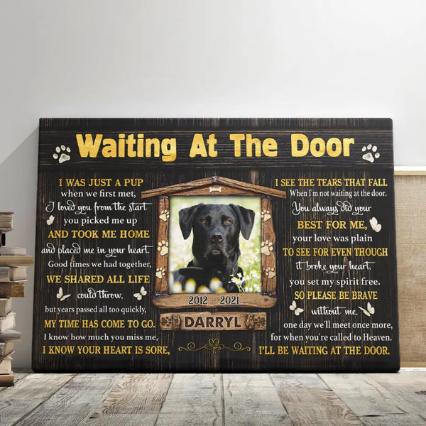 Dog Memorial Gift - Personalized Canvas Prints - Waiting At The Door, Loss Of Pet Dog Lover Gifts, Dog Memorial