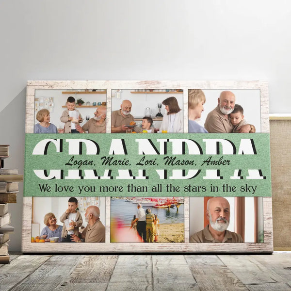 Father's Day Gifts For Grandpa Personalized Gifts - Personalized Canvas Prints - Grandpa We Love You More Than All The Stars In The Sky