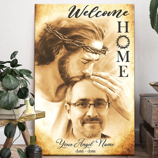 Memorial Canvas - Personalized Canvas Prints - In Memory Of Gifts, Welcome Home, Safe In The Arms Of Jesus, Bereavement Gift, Rest In Peace