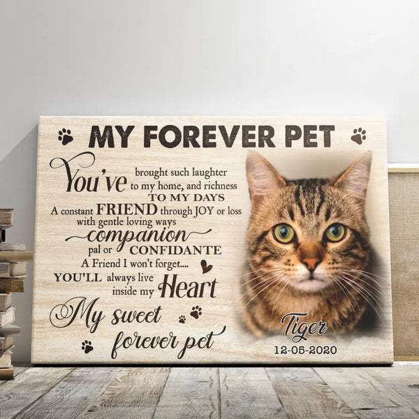 Personalized Cat Memorial Gifts - Personalized Canvas Prints - My Forever Pet, Memorial Pet, Loss Of Cat Lover Gifts