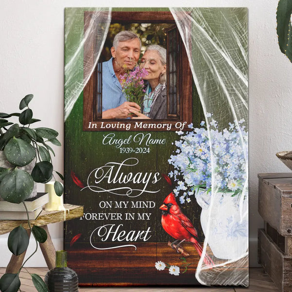 Memorial Canvas - Personalized Canvas Prints - Window Frame Upload Photo, Always On My Mind Forever In My Heart