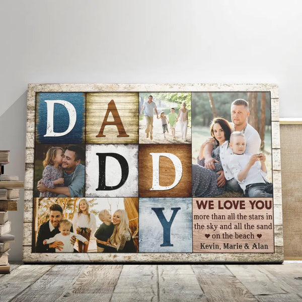 Custom Father's Day Gifts - Personalized Canvas Prints - Daddy We Love You More Than All The Stars In The Sky