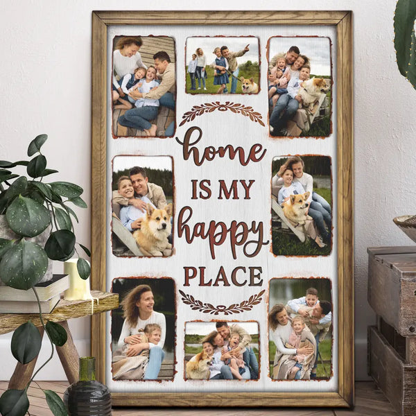 Family Canvas Wall Art - Personalized Canvas Prints - 
Family Photo Collage Wall Decor, Home Is My Happy Place