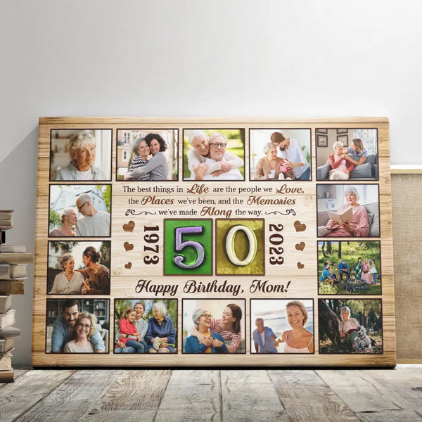 Customized Gifts For Birthday - Personalized Canvas Prints - Photo Collage Canvas, Unique Gifts 50th Birthday For Him, For Her